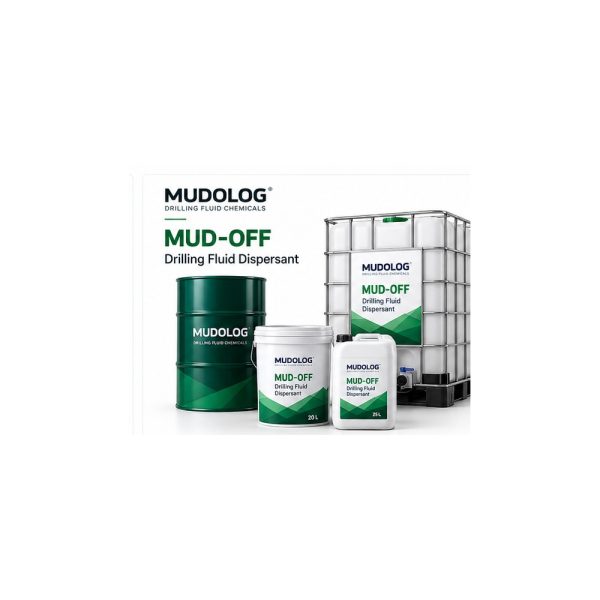 MUD-OFF drilling fluid dispersant packaging: drum, IBC, pail and jerrycan